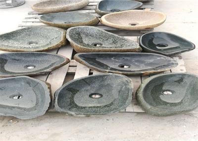 Outdoor Natural Stone Sink Changeable Green Pebble Stone Material Customized Size
