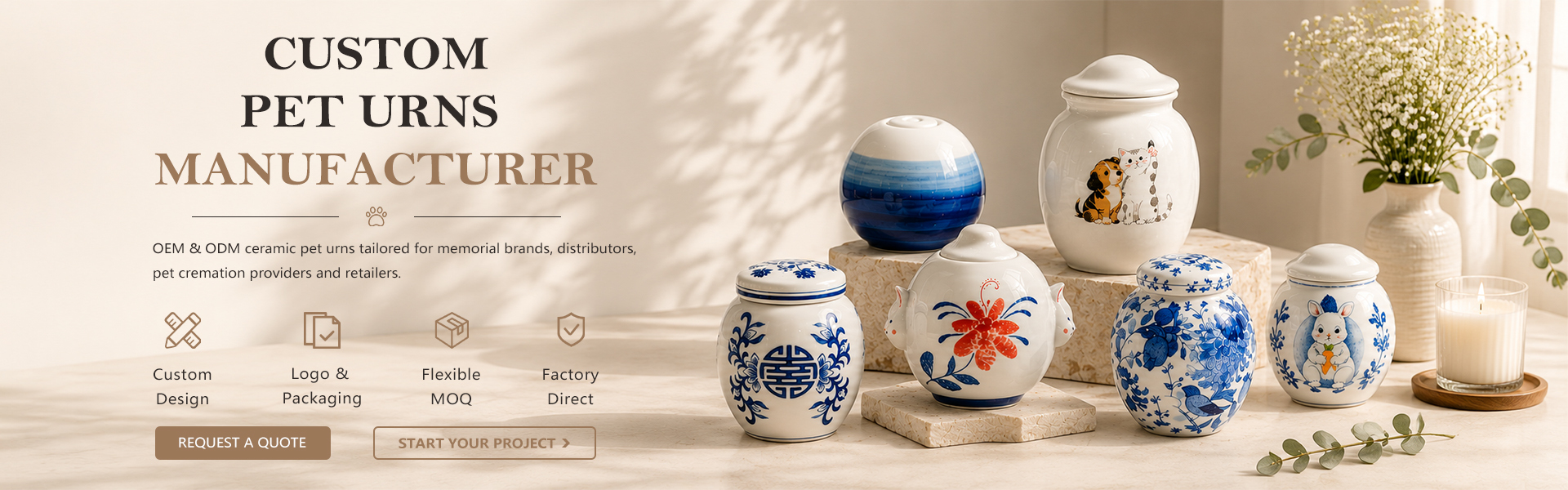 Custom Pet Urns Manufacturer OEM Ceramic Memorial Urns