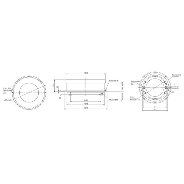 IP55 Large Slip Ring Diameter 550mm 6 Circuits X 15A Aluminum Alloy / Stainless Steel