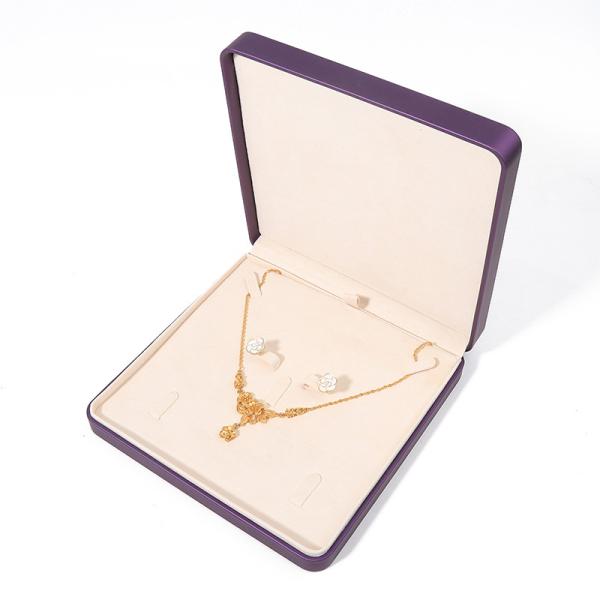 Premium Square Purple Pu Leather Jewelry Box for Jewelry Set
