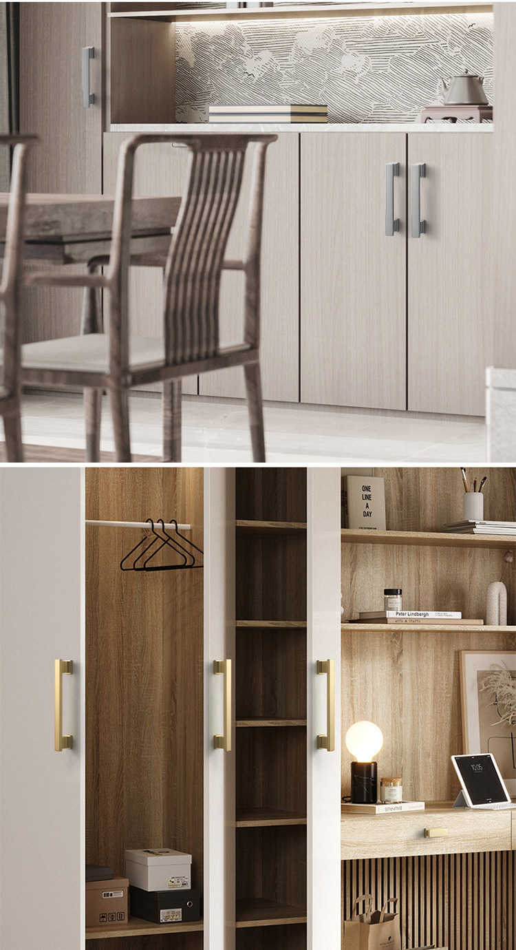 Nordic Gold Modern Simple Long Single Hole Solid Zinc Cabinet Door Knob Brass Material Living Room Wardrobe Drawer Handle