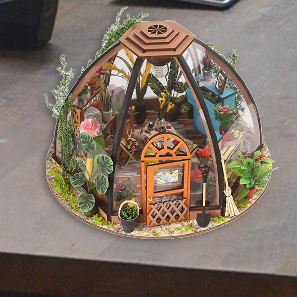 DIY Miniature Dollhouse with Furniture Gardening Tool LED Light Battery Case Wood Craft Garden House Self Assembly Dollhouse Wooden DIY Miniature Dollhouse With Furniture Gardening Tool LED Light Battery