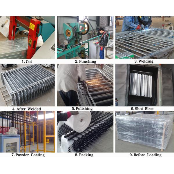 Low Carbon Steel Pipe Security Garrison Fence Panels Spear Top Steel Fence