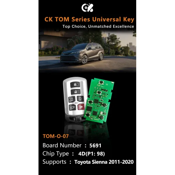 CK TOM-7 Universal Smart Car Key Board 6 Buttons 4D Chip