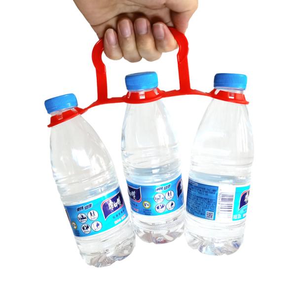 Lightweight Plastic Carry Handle For Three Bottles With Bottle Banding Clip