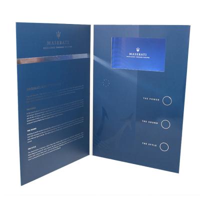 Folded Paper LCD Brochure Card 1200g Hard Cover Music HD Screen For Advertisement