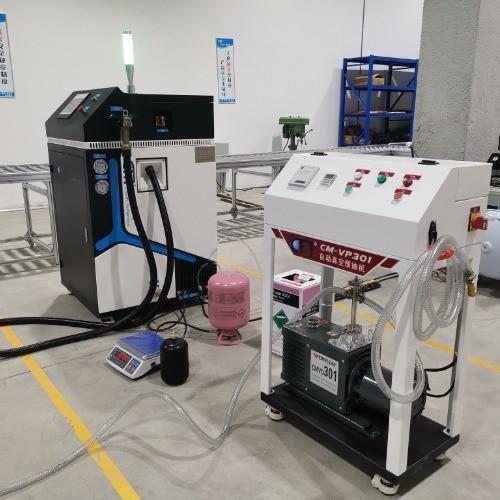 R134a R407C Machine de remplissage de réfrigérant Siemens PLC équipement de recharge automatique Système unique Machine de recharge de réfrigérant