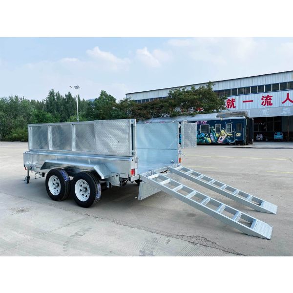 Remorque agricole à benne basculante auto-déchargeable de type double caisson 10*5