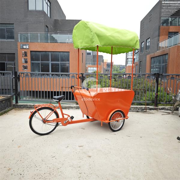Mobile Tricycle Food Trolley Multifunctional Street Vending Bike Cart with Umbrella