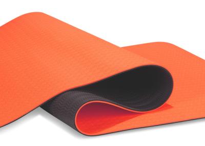 Pvc Free Orange TPE Yoga Mat , Lightweight Non Skid Yoga Mat Eco Friendly