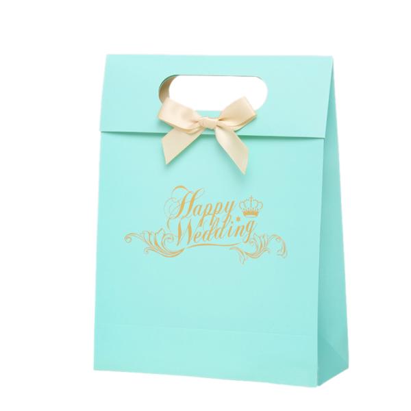 Custom Wedding Gift Paper Bags with Die-Cut Handles & Ribbon – Luxury Party & Event Packaging