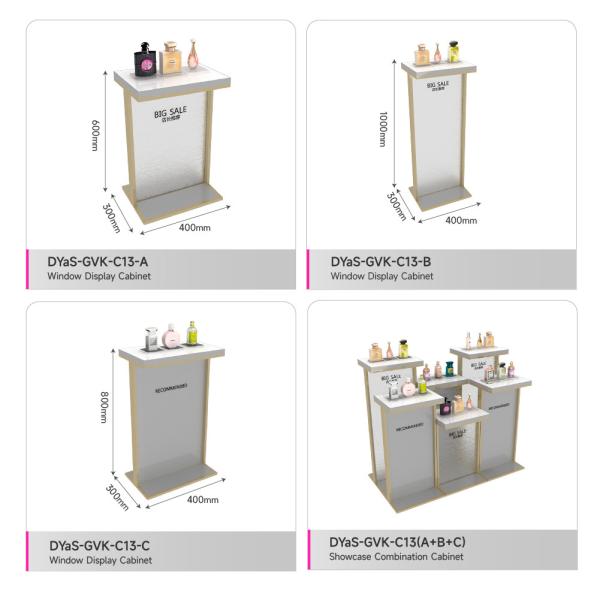 Skincare Store Design Beauty Store Display Table with Central Hall Side Cabinet - Double sided Display for Cosmetic Store Decoration