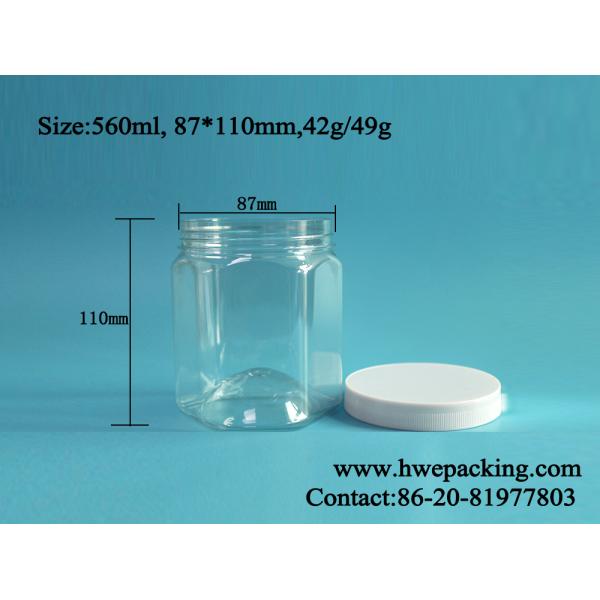 пластмасса ЛЮБИМЦА 560ml 19oz шестиугольная раздражает еду Bpa свободную безопасные закуски привинчивают крышку