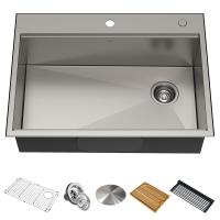 Fregadero de cocina profundo cuenco dual versátil del soporte del solo 9-1/2”