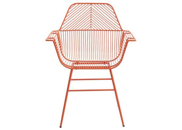 Waterproof Outdoor Restaurant Stackable Steel Wire Iron Red Dining Arm Chairs