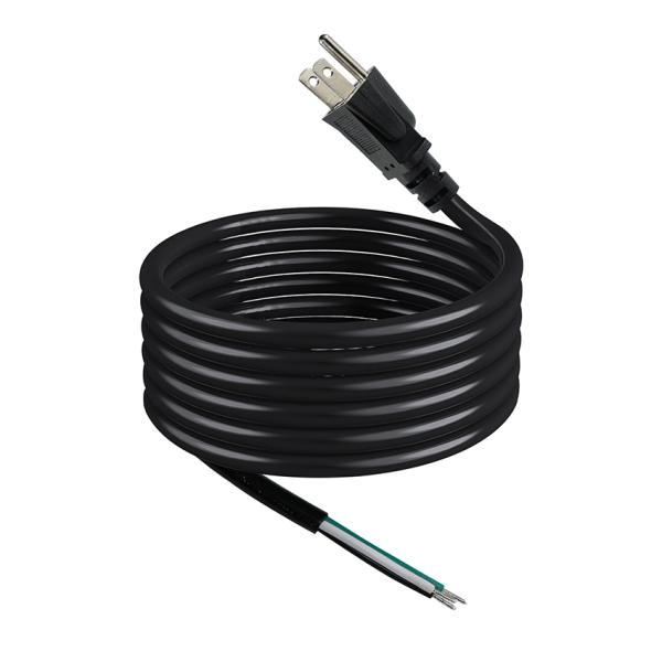 NEMA 5-15P Power Cord with Tinned Stripped Wire End-3-Conductor US Plug Cable for DIY Wiring, Panel, Terminal Block Use