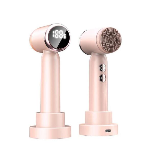 Lisaavo 6-in-1 Vibrating Facial Cleansing Brush with 1000mAh Battery - Pink Silicone Face Scrubber