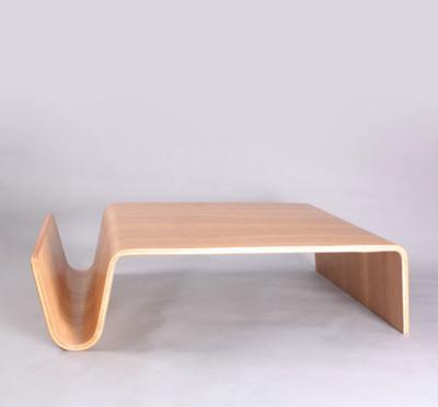 Natural Offi Scando Modern Wood Coffee Table Plywood Top Curved For Showroom