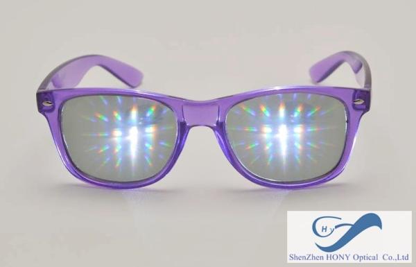 Party Plastic Frame 3D Diffraction Glasses , Durable Rainbow Prism Glasses