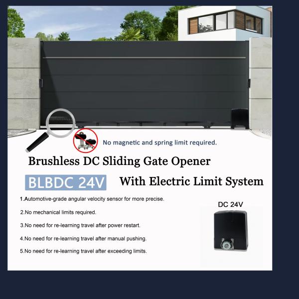 DC 24V Brushless Sliding Gate Motor with Adjustable Speed and All-Round Electric Limit for 1000-2000kg Gates