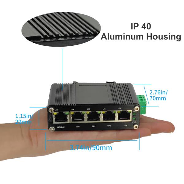 Mini Switch Ethernet Gigabit Industrial de 5 puertos con 5 puertos RJ45 10/100/1000BASE-T con función auto-MDI/MDI-X