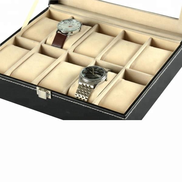 High quality faux PU Leather men valet black watch box size 25.5x20x7.5cm