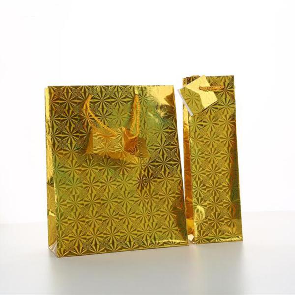 Unique Design Holographic Paper Shopping Bags / Paper Carrier Bags Hot - Stamp