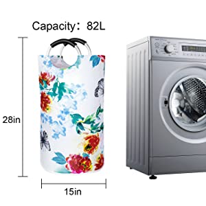 Laundry Baskets with Easy Carry Handles, Hamper, Folding Washing Bins, Family Laundry Room Bathroom