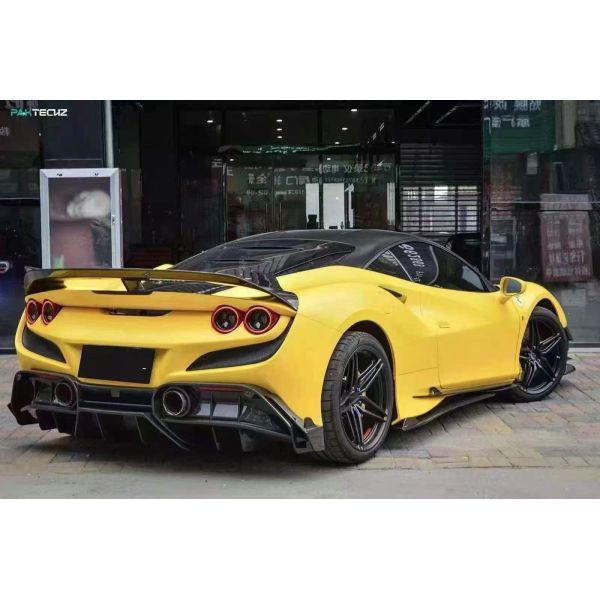 PK Style Ferrari F8 Body Kit Cars Body Kit Front Lip Skirt Rear Diffuser Spoiler Hood
