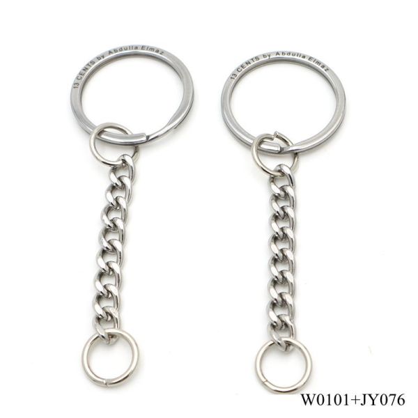 32mm Stainless Steel Flat Split Key Ring - Rust-Free Heavy-Duty O Ring with Custom Engraving & Chain Option