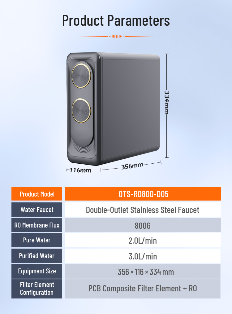 800 GPD Tankless RO Water Purifier with Dual Water Outlet and Reverse Osmosis System