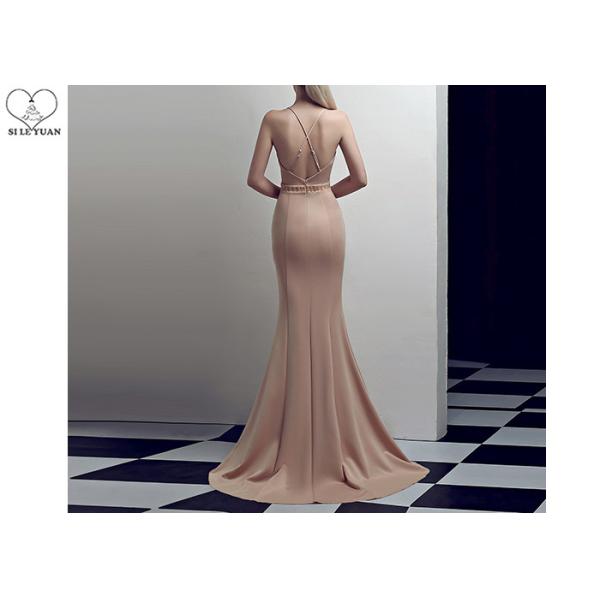 Beaded Red Wedding Bridesmaid Dresses Mermaid Backless Elastic Style High Slit