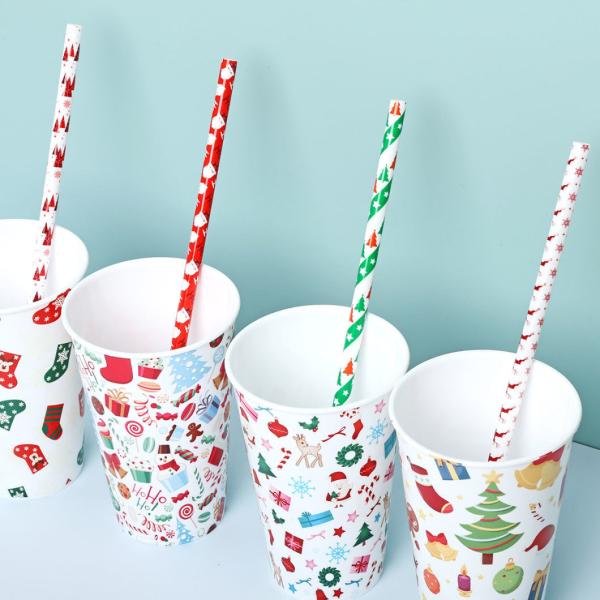 Customized Request Disposable Straw for Custom Mixed Colored Christmas Paper Straw