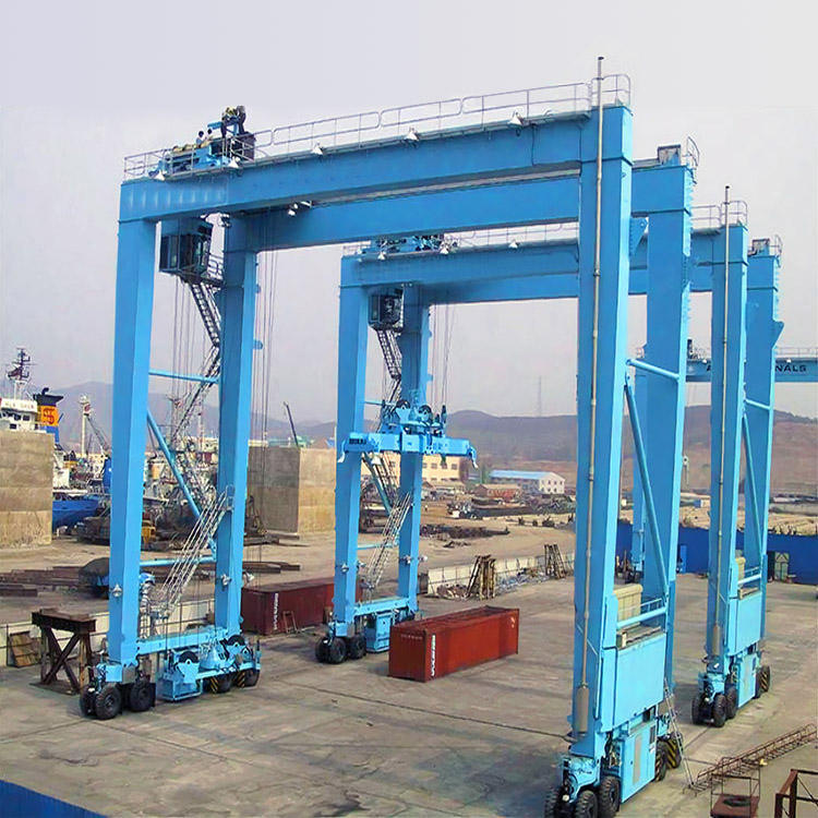 RTG Rubber Tyred Container Gantry Crane 30T 40T 50T 1-6 Rows Container Stacking Electric Diesel Power