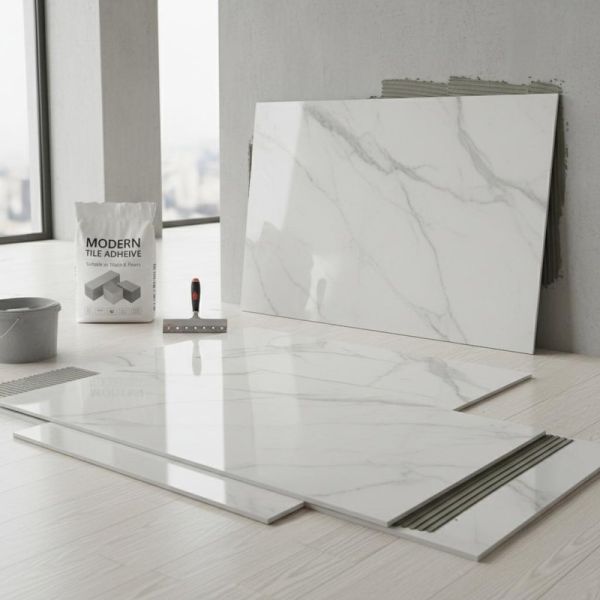 Building Decoration Marble Look Porcelain Tile Modern Style Thin-set Mortar Or Adhesive Installation Method Suitable for Walls and Floors
