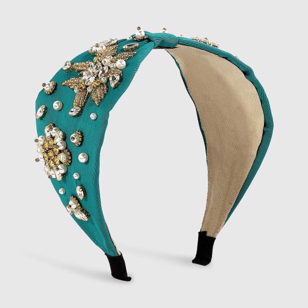 Fashion heavy beaded diamond-encrusted headbands light luxury headwear rice bead wide edge headbands