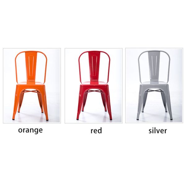 Industrial Style Retro Stackable Iron Chair Bar Stool Colorful Cafe Metal Dining Chairs