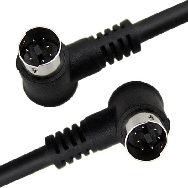 Cable d'extension mini Din personnalisé à 90 degrés angle droit L forme S vidéo homme à homme femme 7 broches pour STB
