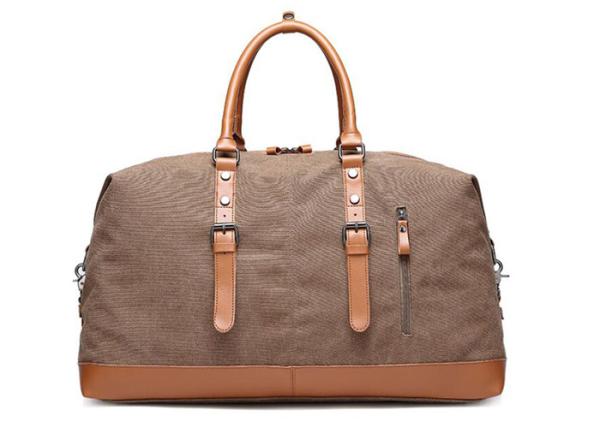 Casual Canvas Carry On Duffel Bags PU Leather Trim Light Weight