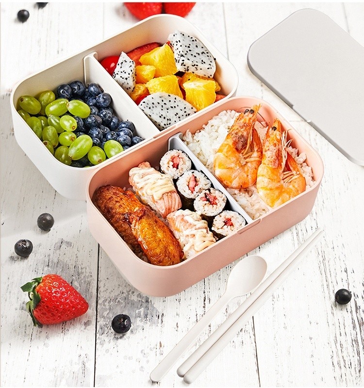 Kid Children Lunch Box Bento with Bamboo Fiber One Layer and Cutlery Dishwasher Safe