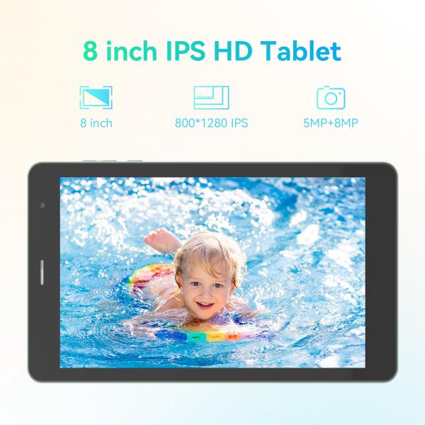 C idea Youth green 8 Inch Tablet Android 15 with tf card slot, WiFi,8GB +512GB, 800*1280 IPS incell CM828