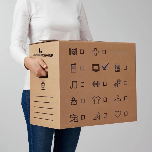 Matt Glossy Foldable Moving Box 49cm Rigid Cardboard Boxes With Lids