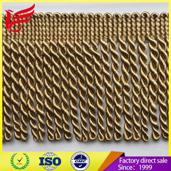2017 Factory Direct Hot Sales New Style Brown Color Polyester Bullion Tassel  fringe For Curtain