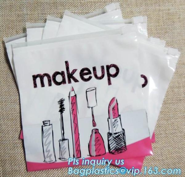 Custom logo EVA slider zipper makeup brushes packing bag, slider zipper bag /writable plastic bag with zipper, slider
