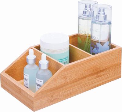 Armazenamento 25.2*15.2*8.9cm Banheiro de Banho Organizador de Bambú Caixa 3 Seções Divididas