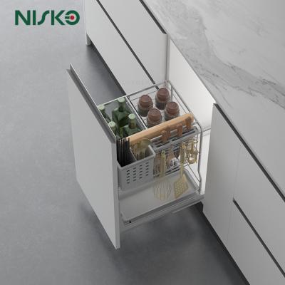 Multifunctional Sliding Basket Seasoning Bottle Storage Rack Kitchen Storage Solution