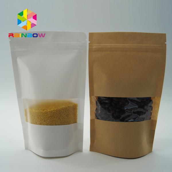 Stand Up Tea Bags Packaging , Heat Seal Kraft Paper Zipper Bags Reasealable