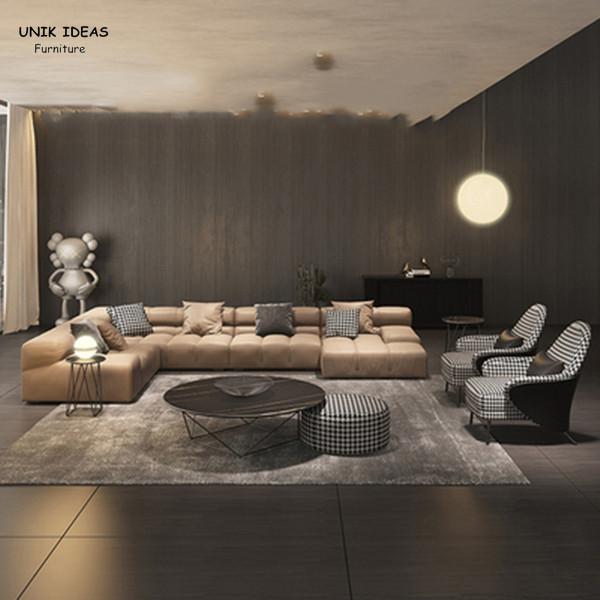 Sofá secional Sofa Low Back Living grande Loveseats de veludo preto de Brown azul