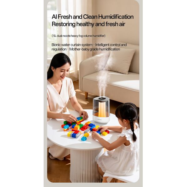 5L Double Nozzle Ultrasonic Air Humidifier 99.99% Sterilization For Bedroom Office