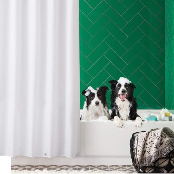 White Wholesale PEVA Plastic Waterproof Thick Bathroom Shower Curtains With Hooks